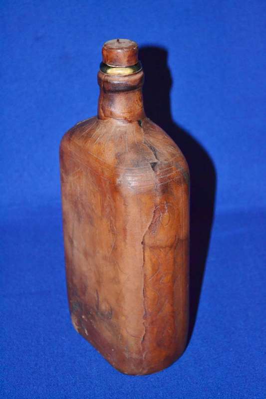 True Vintage Leather wrapped Glass Bottle