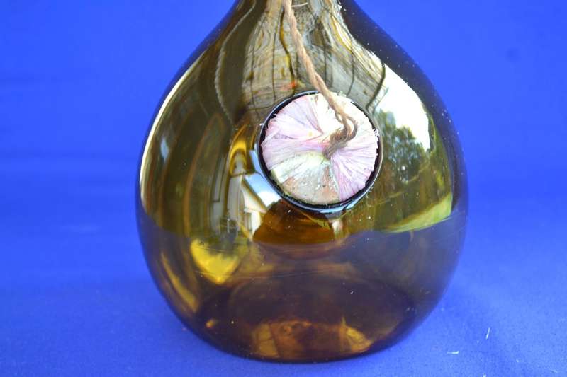 Vintage Italian Hand Blown Amber Wine Decanter / Chiller with Ice Chamber