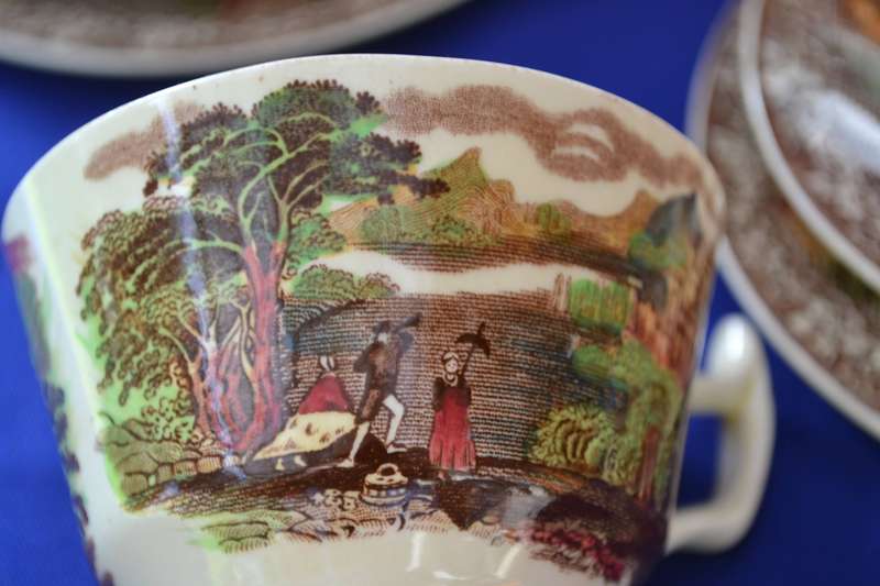 Antique Royal Staffordshire Pottery - Jenny Lind Tea for Two set - 9 Pieces