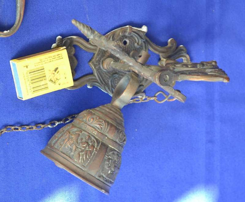 Antique Brass Monastery Door Bell - Wall Hanging with Pull Chain