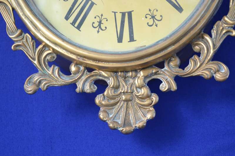Vintage Ornate "Walt" Brass Wall Clock