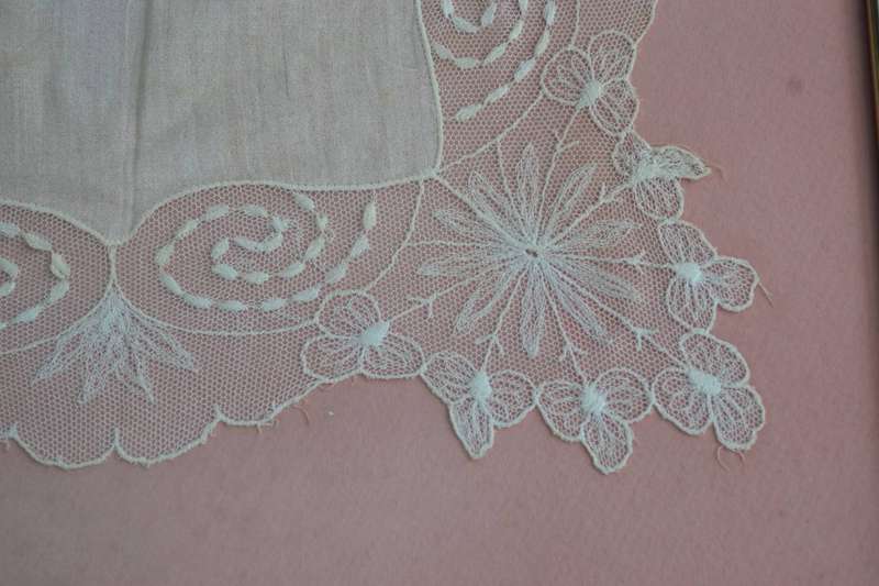 Framed Vintage Lace Handkerchief