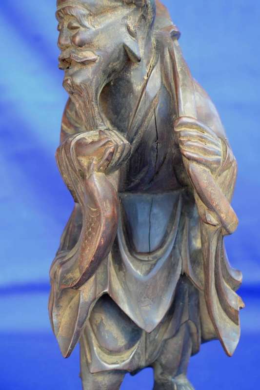 Chinese Hand Carved Wooden Statue - Vintage