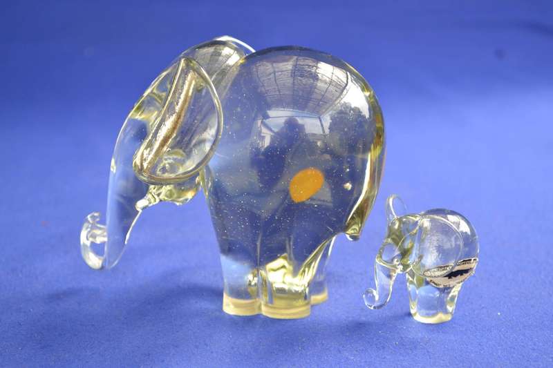 Large Ngwenya Glass Elephant Plus Miniature Elephant