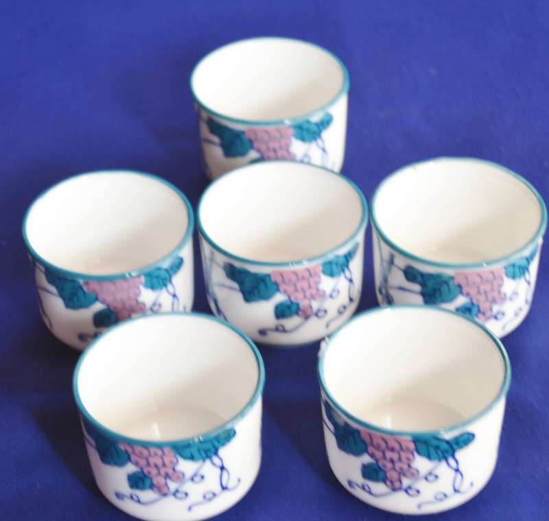 Set of six Japanese Saki cups