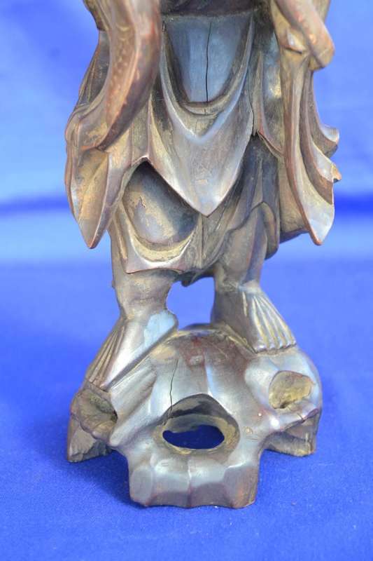 Chinese Hand Carved Wooden Statue - Vintage
