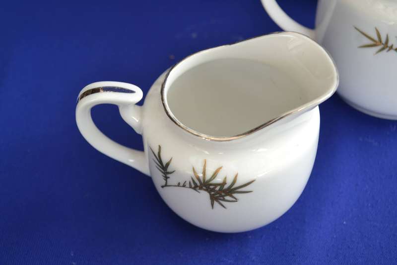 Koshida Japan Vintage Hand Painted Tennis Tea Set  with Geisha Lithophane Image in Cup - 11 Pieces