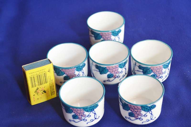 Set of six Japanese Saki cups