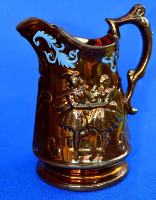 Antique Victorian  Copper Lustre "Dancing Ladies" Jug c1875