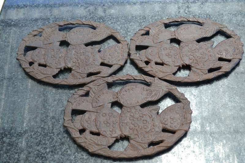 Vintage Cast Iron Trivets x 3