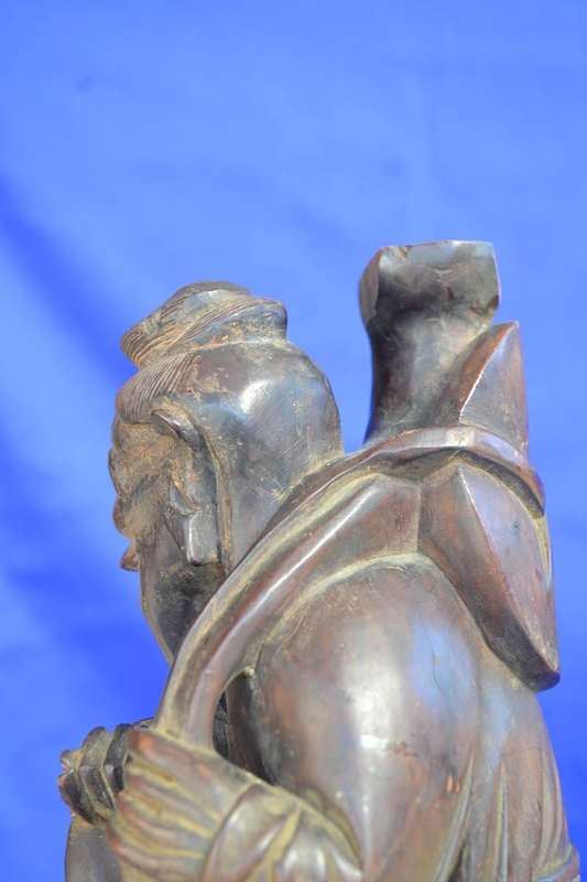 Chinese Hand Carved Wooden Statue - Vintage