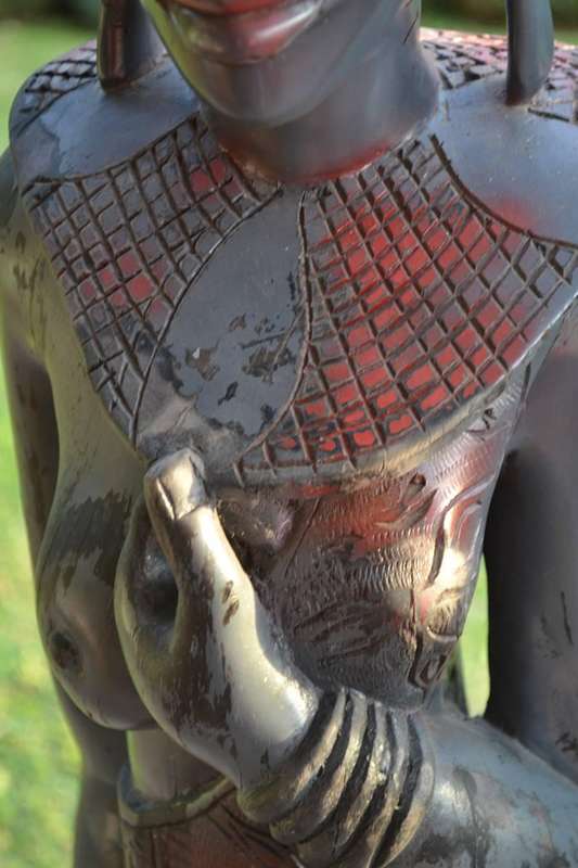 Large Maasai Woman  and Warrior - Morans - Heavy Black Hardwood Carvings c1970's