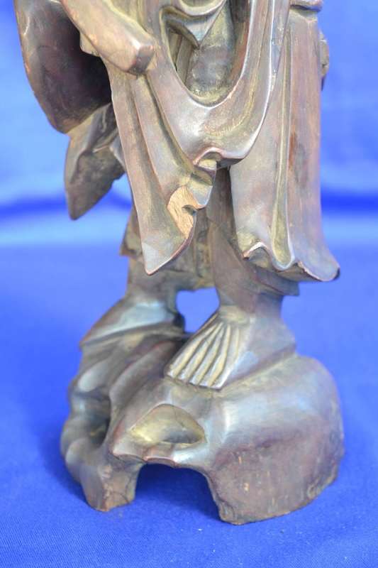 Chinese Hand Carved Wooden Statue - Vintage