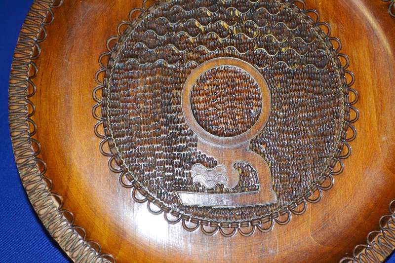 Vintage Wooden Polish Folk Art Plate