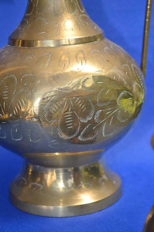 Vintage Brass Coffee Pots x 2 - Brass Potjie Pot - Brass Vase
