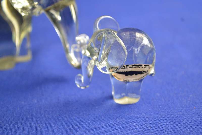 Large Ngwenya Glass Elephant Plus Miniature Elephant