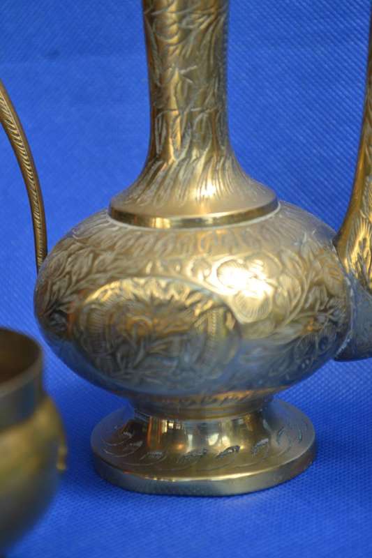 Vintage Brass Coffee Pots x 2 - Brass Potjie Pot - Brass Vase