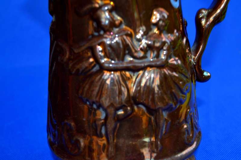 Antique Victorian  Copper Lustre "Dancing Ladies" Jug c1875