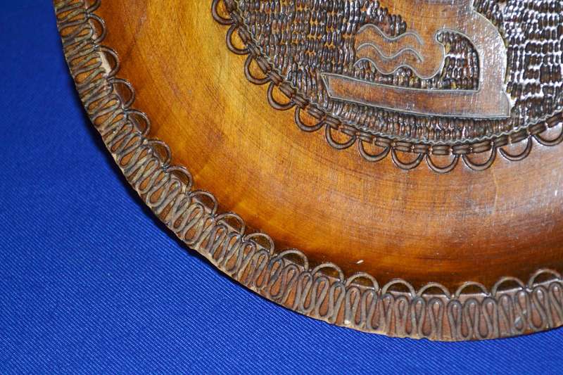 Vintage Wooden Polish Folk Art Plate