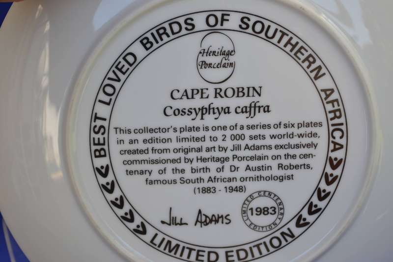 Heritage Porcelain Best Loved Birds of Southern Africa Collectors Plate - Cape Robin