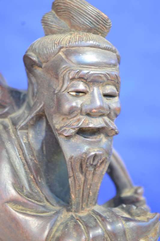Chinese Hand Carved Wooden Statue - Vintage