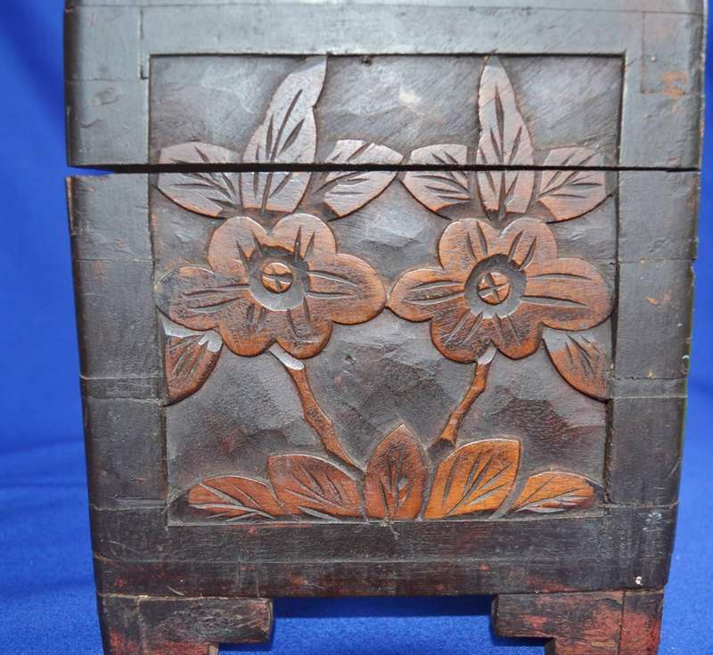 Vintage Chinese Hand Carved Camphor Wood  Storage Box
