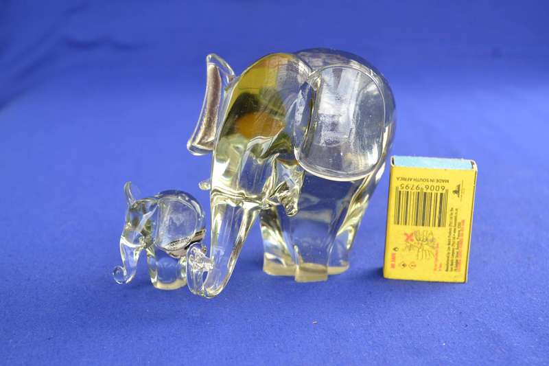 Large Ngwenya Glass Elephant Plus Miniature Elephant