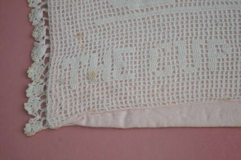 Framed Vintage Mary Card  Fillet Crochet Tea Cosy - The Cup That Cheers