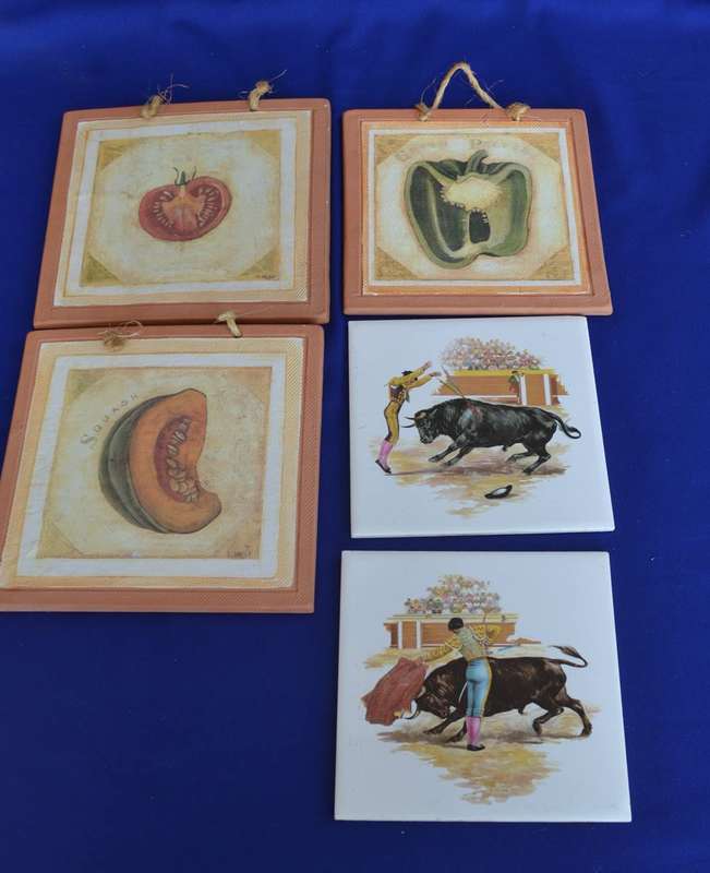 Selection of Clay and Ceramic Tiles - 5 Pieces
