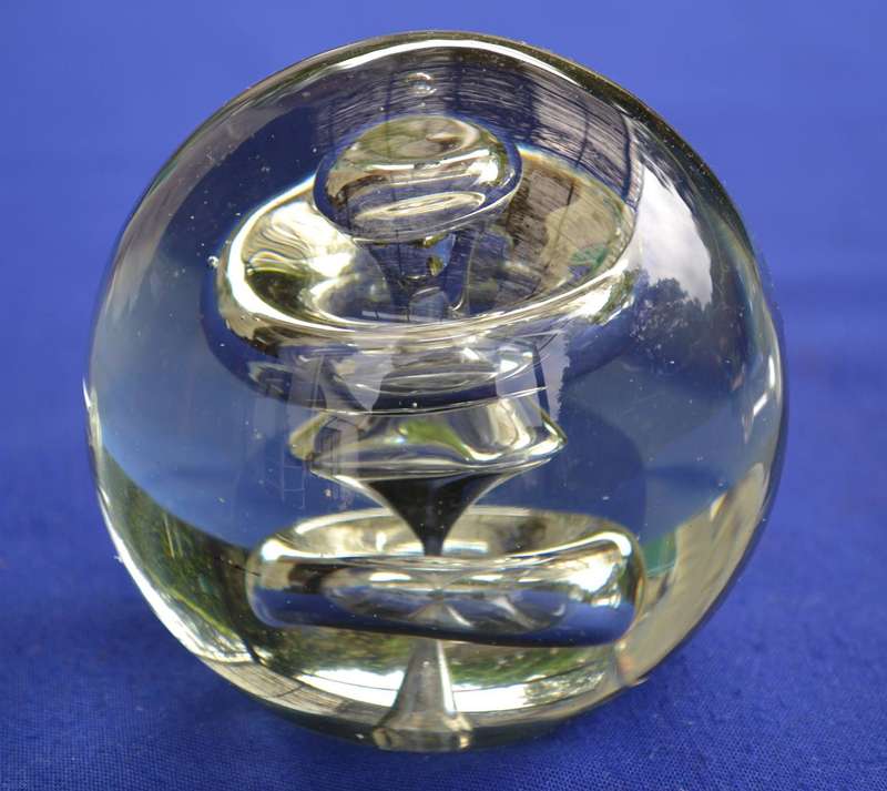 Vintage Parlane Clear Glass Double Splash Bubble Paperweight