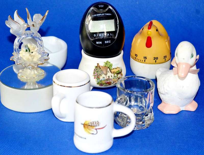 Assorted Miniature Mugs, Ornaments, and Timers - 10 Pieces