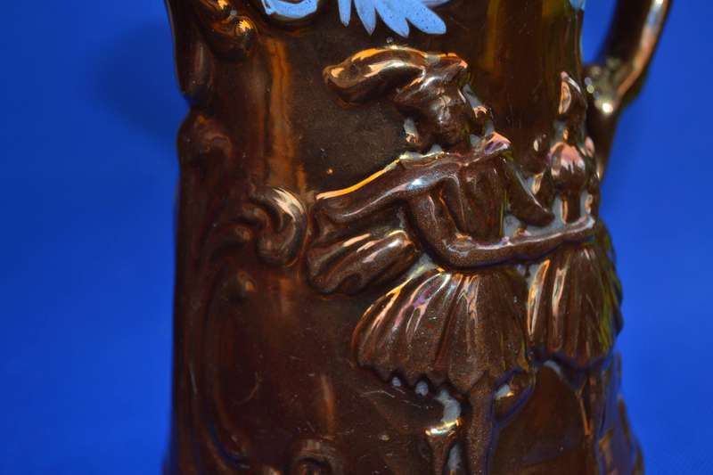 Antique Victorian  Copper Lustre "Dancing Ladies" Jug c1875