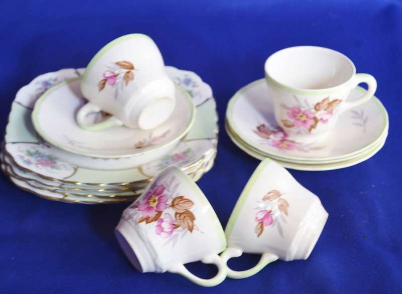 Assembled Vintage English Porcelain Trios - 12 Pieces
