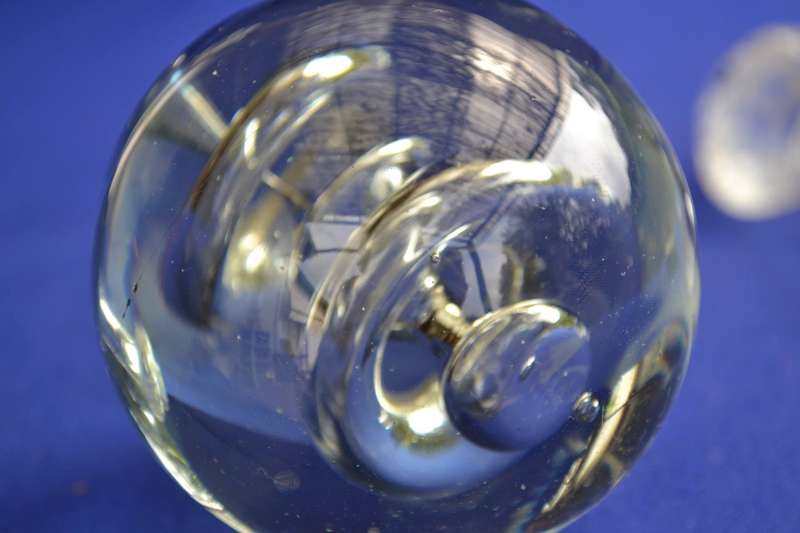 Vintage Parlane Clear Glass Double Splash Bubble Paperweight