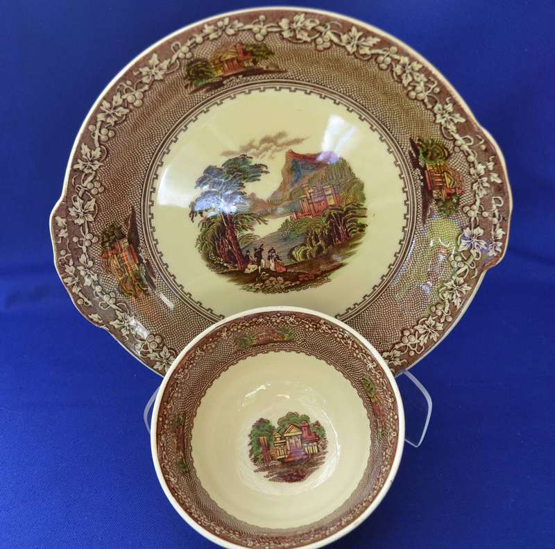 Antique Royal Staffordshire Pottery - Jenny Lind Tea for Two set - 9 Pieces