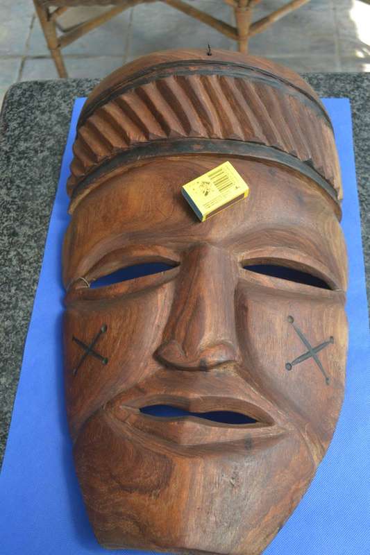 Large Vintage Hand Carved Wooden African Mask