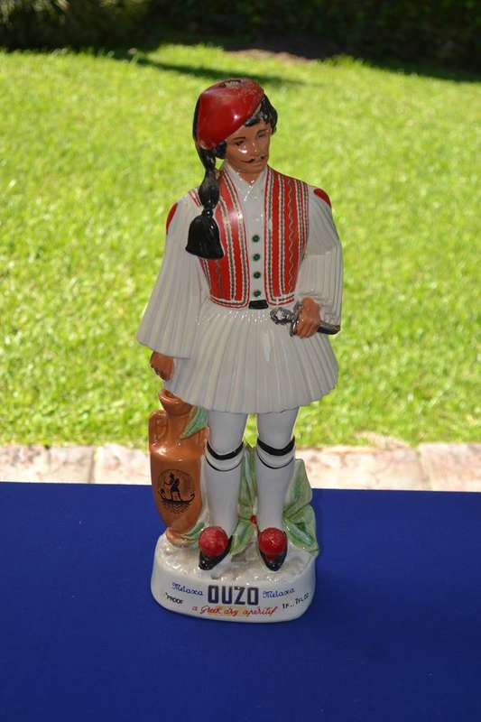 True Vintage 1960's Ouzo Coronetti Cunardo Italy - Greek Man Porcelain Decanter