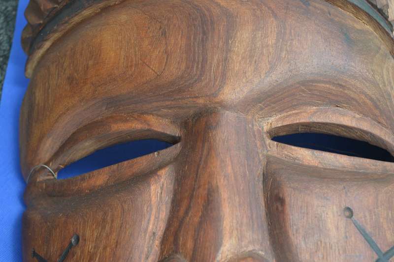 Large Vintage Hand Carved Wooden African Mask