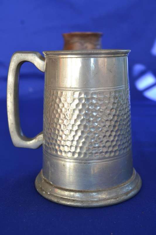 Vintage Tankards - Pewter Glass Bottom and Silver Plate Plus Wooden Goblet
