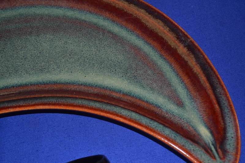 Ceramic Crescent Moon Dish with Lacquer Painted Decorative Ladle