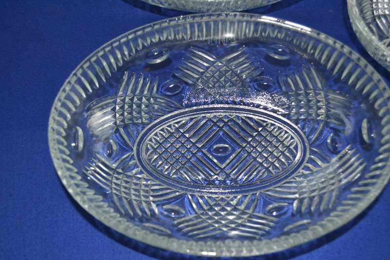 Set of Three Vintage Pressed Glass Oval Bowls