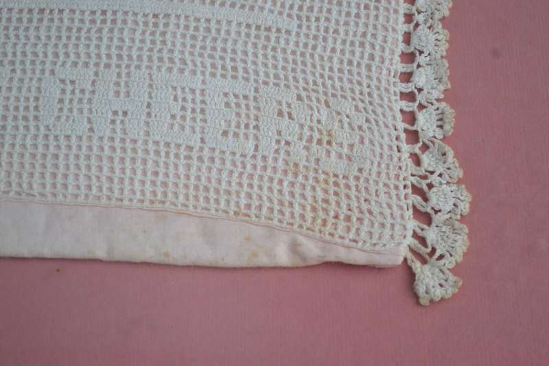 Framed Vintage Mary Card  Fillet Crochet Tea Cosy - The Cup That Cheers