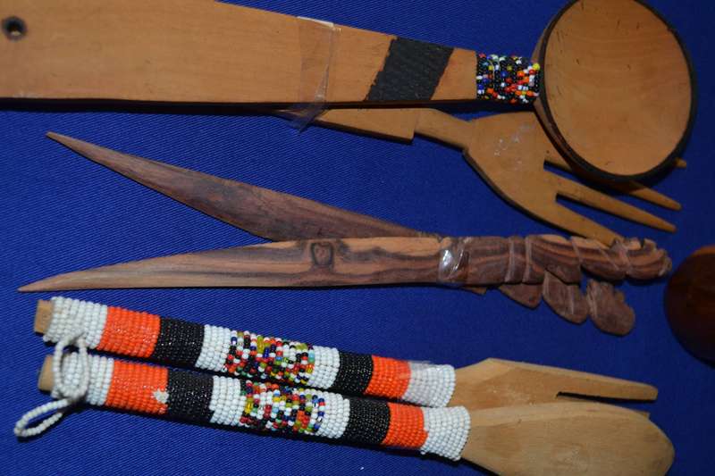Assorted Vintage wooden salad servers  Wooden Salt and Pepper Shakers