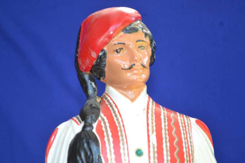 True Vintage 1960's Ouzo Coronetti Cunardo Italy - Greek Man Porcelain Decanter