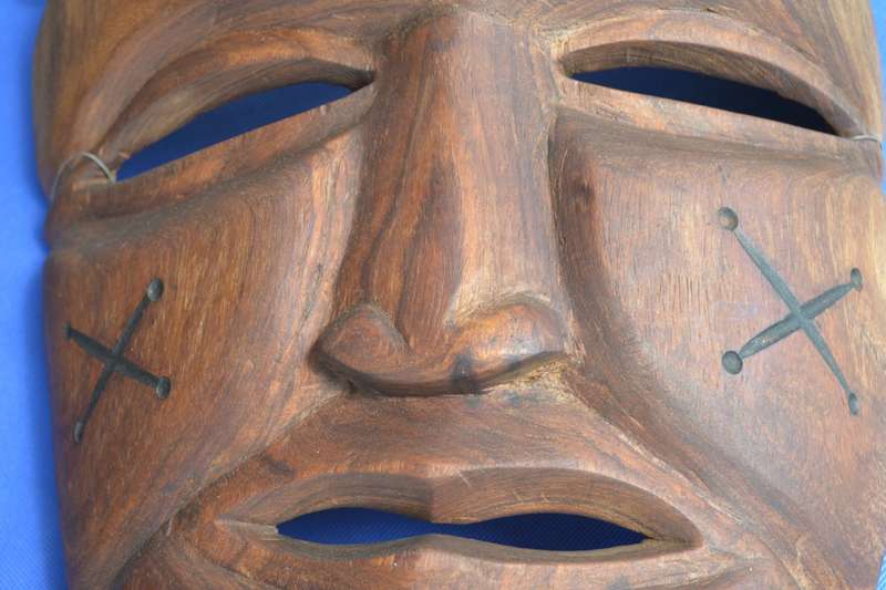 Large Vintage Hand Carved Wooden African Mask