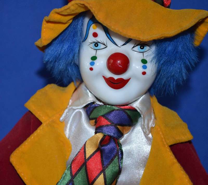 Vintage Glazed Porcelain Clown  c1980's
