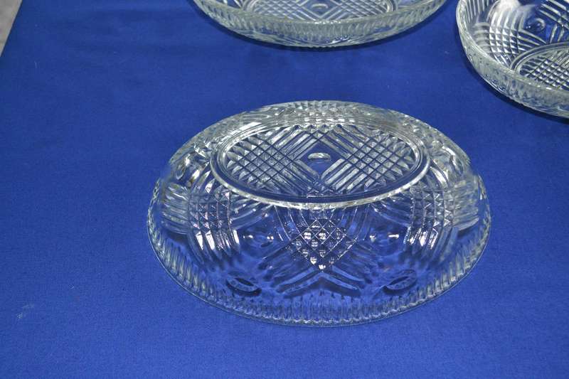Set of Three Vintage Pressed Glass Oval Bowls