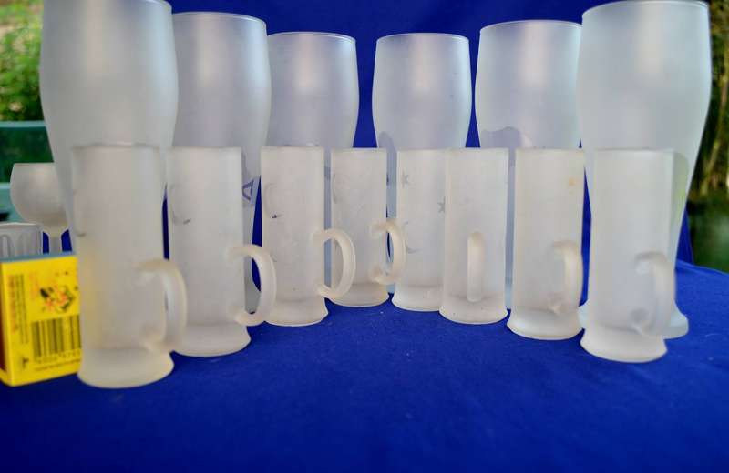 Assorted Vintage Frosted Glassware - 17 Pieces