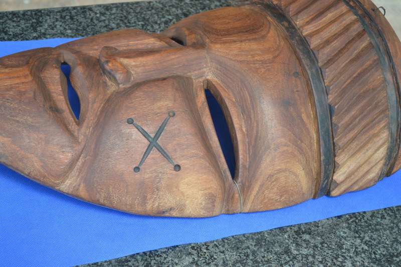 Large Vintage Hand Carved Wooden African Mask