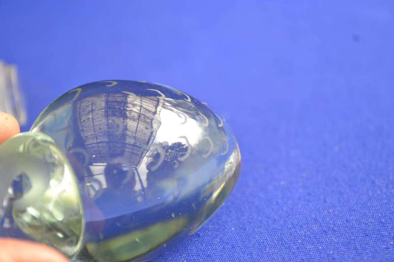 Vintage Glass dumbbell Paperweight and  small  Ngwenya Glass Owl
